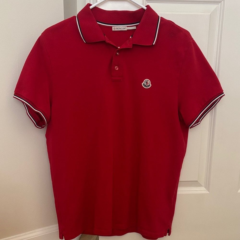 Moncler  Red Polo Shirt with Logo